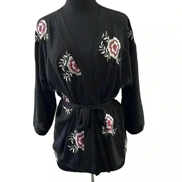 Primark Boho Open Front Belted Floral Kimono Size L - Picture 1 of 7